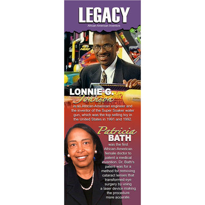 A bookmark, ideal for Black History Month featuring African-American Inventors, created by African-Canadian artist Robert Small.