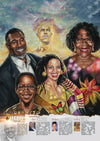 “An educational poster, ideal for Black History Month featuring journalist Jojo Chintoh, playwright Weyni Mengesha, community worker Felicia Eghan and the President of Barack Obama created by African-Canadian artist Robert Small.”